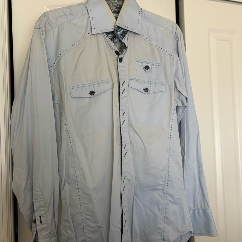 Bertigo Men's Light Blue Western Shirt Jacket